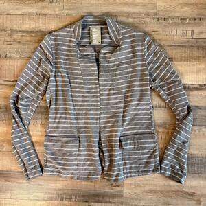 Anthropologie Dolan Left Coast Gray & White Striped Cardigan Pockets casual work